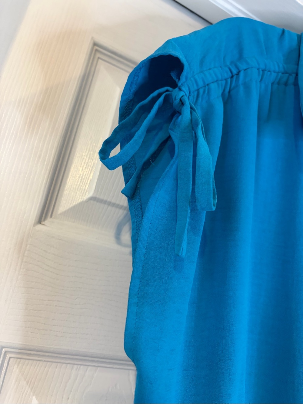 Maggy London Turquoise Tie-Waist Midi Shirt Dress - Picture 5 of 9